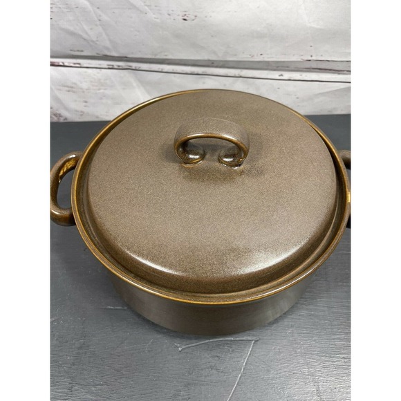 Mid Century 2 Qt Handled Brown Round Covered Casserole Georges Briard with Lid - Picture 2 of 12